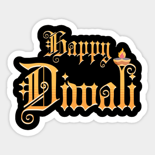 Elegant Happy Diwali Diya Sticker